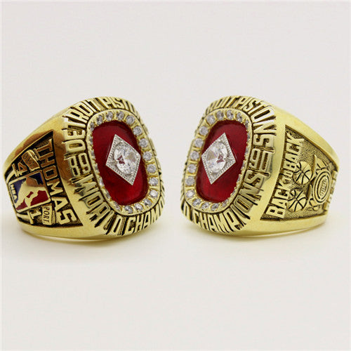 Detroit Pistons 1990 NBA Finals National Basketball World Championship Ring With Red Garnet