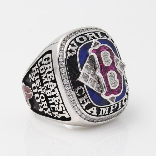Boston Red Sox 2004 World Series MLB Championship Ring With Synthetic Sapphire And Red Ruby