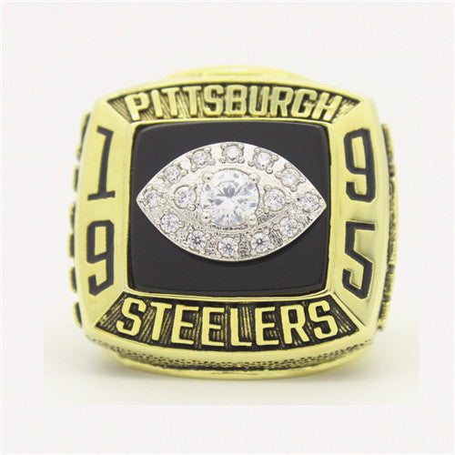 Pittsburgh Steelers 1995 American Football Championship Ring With Black Obsidian
