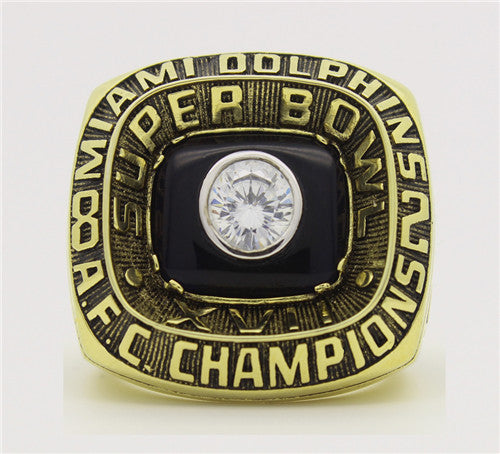 Miami Dolphins 1982 American Football Championship Ring With Black Obsidian