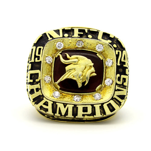 Minnesota Vikings 1974 National Football Championship Ring With Black Obsidian