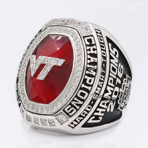 Virginia Tech Hokies 2016 ACC Coastal Championship Ring With Red Ruby