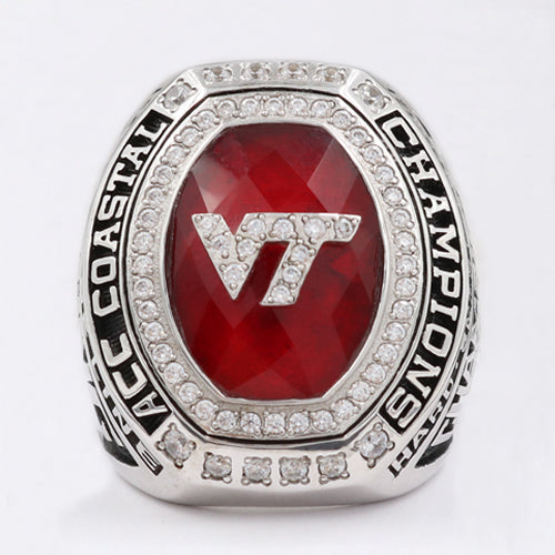 Virginia Tech Hokies 2016 ACC Coastal Championship Ring With Red Ruby