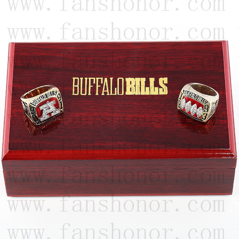 Customized Buffalo Bills AFC Championship Rings Set Wooden Display Box