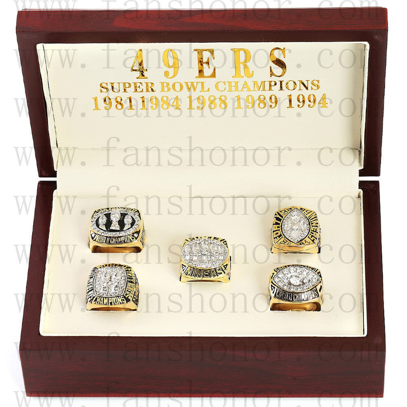 Customized San Francisco 49ers NFL Championship Rings Set Wooden Display Box Collections
