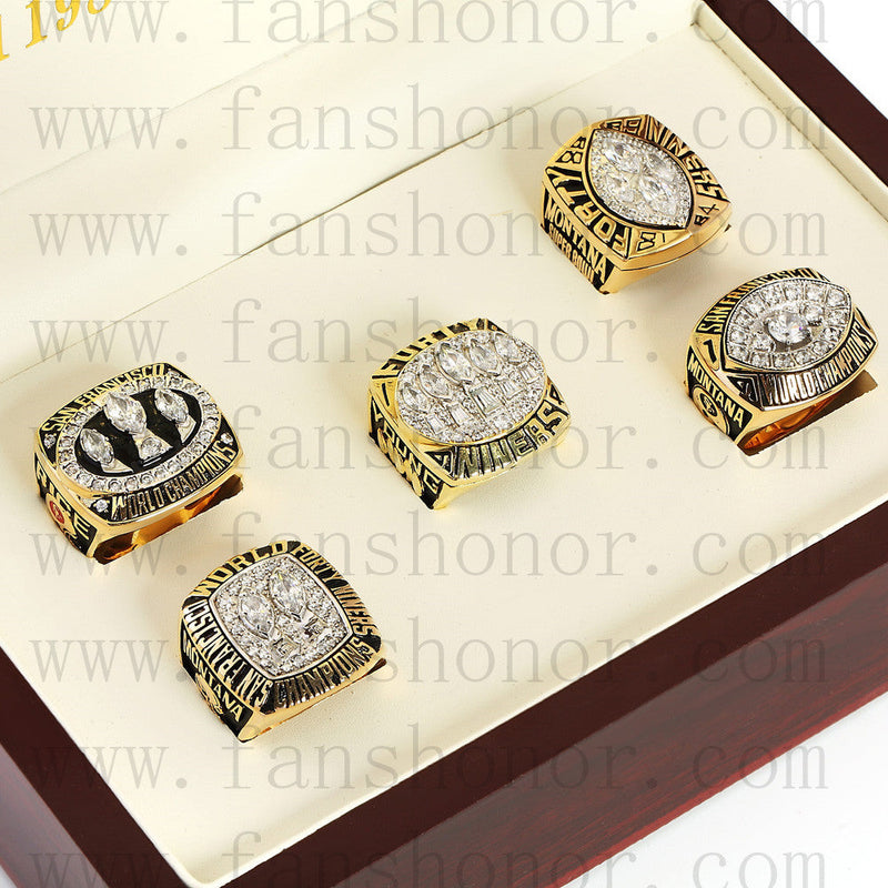 Customized San Francisco 49ers NFL Championship Rings Set Wooden Display Box Collections