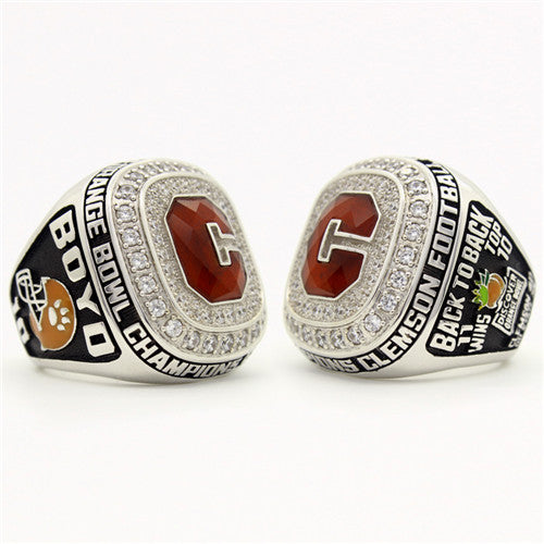 Custom Clemson Tigers 2014 Orange Bowl (January) Championship Ring With Red Ruby