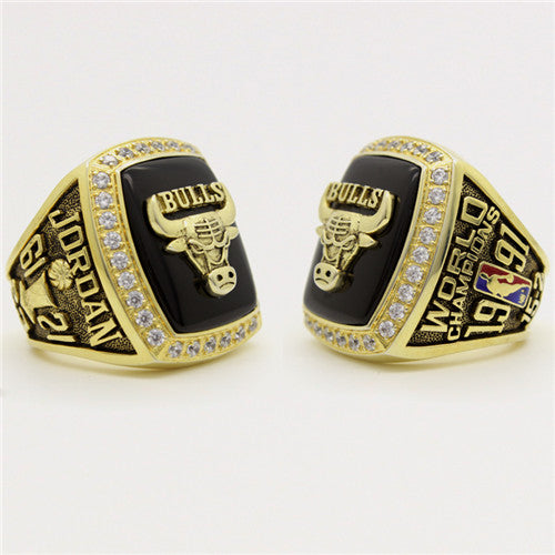 Chicago Bulls 1991 NBA Finals National Basketball World Championship Ring With Black Obsidian