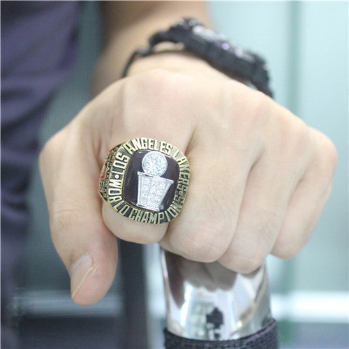 Los Angeles Lakers 1985 NBA Finals National Basketball World Championship Ring With Black Obsidian
