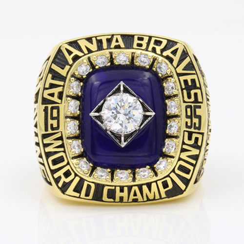 Atlanta Braves 1995 World Series MLB Championship Ring   Plating With Synthetic Sapphire