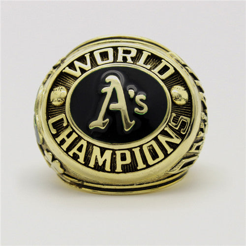 Oakland Athletics 1974 World Series MLB Championship Ring With Deep Green Chrysoprase