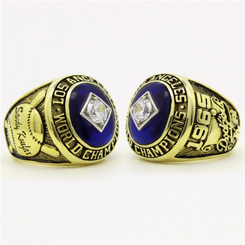 Los Angeles Dodgers 1965 World Series MLB Championship Ring With Blue Sapphire