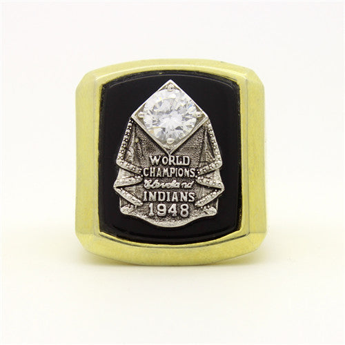 Cleveland Indians 1948 World Series MLB Championship Ring With Black Obsidian