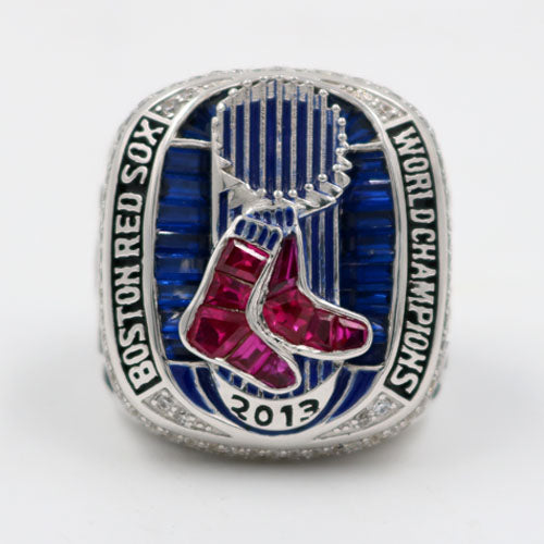 Boston Red Sox 2013 World Series MLB Championship Ring With Synthetic Sapphire & Red Ruby