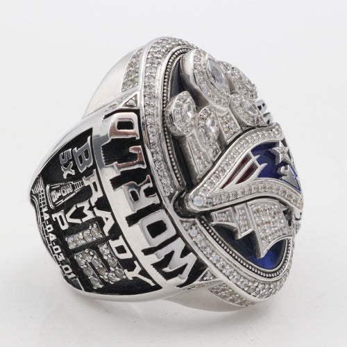 Super Bowl LI 2016 New England Patriots Championship Ring With Navy Blue Synthetic Sapphire