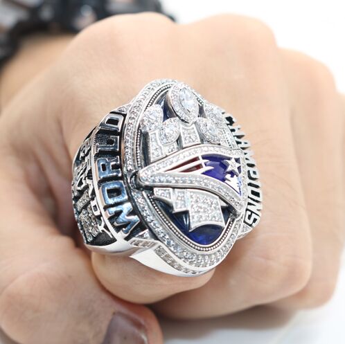 Super Bowl LI 2016 New England Patriots Championship Ring With Navy Blue Synthetic Sapphire