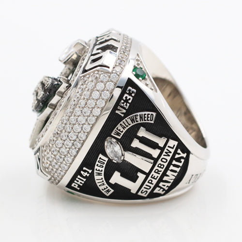 Super Bowl 2017 LII PHiladelphia Eagles Championship Ring With Green Crystals