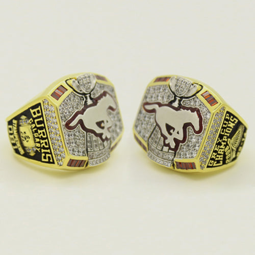Custom Calgary Stampeders 2008 CFL 96th Grey Cup Championship Ring With Red Ruby