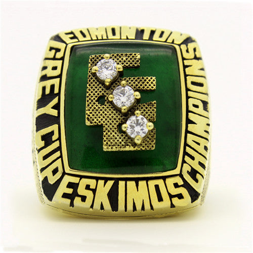 Custom Edmonton Eskimos 1980 CFL 68th Grey Cup Championship Ring With Green Chrysoprase