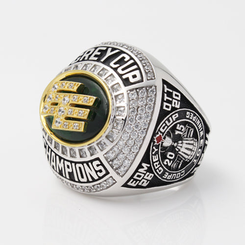 Custom Edmonton Eskimos 2015 CFL 103rd Grey Cup Championship Ring With Green Chrysoprase