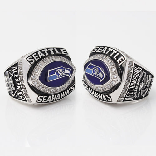 Seattle Seahawks 2005 National Football Championship Ring With Blue Sapphire
