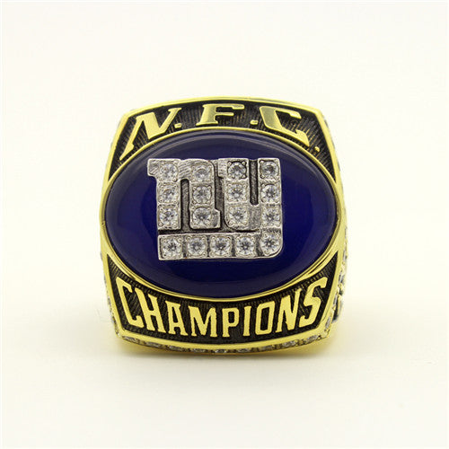 New York Giants 2000 National Football Championship Ring With Blue Sapphire