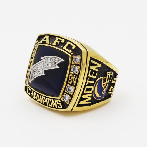 San Diego Chargers 1994 American Football Championship Ring With Black Obsidian