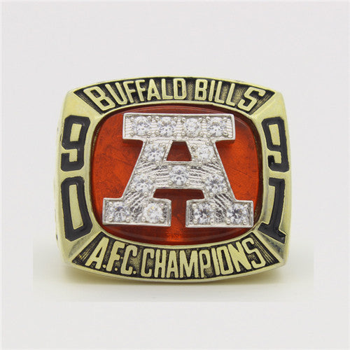 Buffalo Bills 1991 American Football Championship Ring With Red Ruby