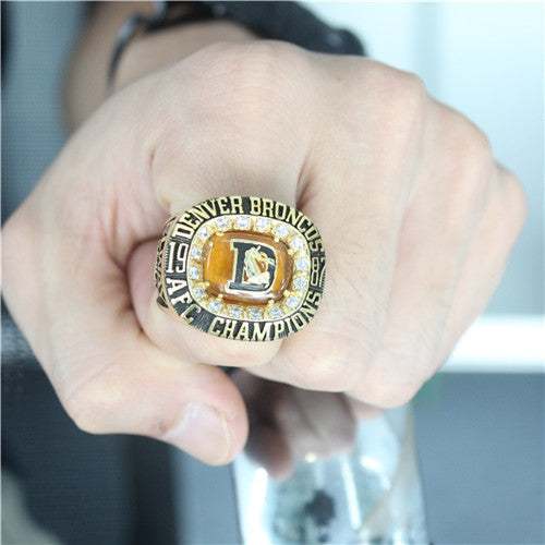 Denver Broncos 1987 American Football Championship Ring With Yellow Citrine