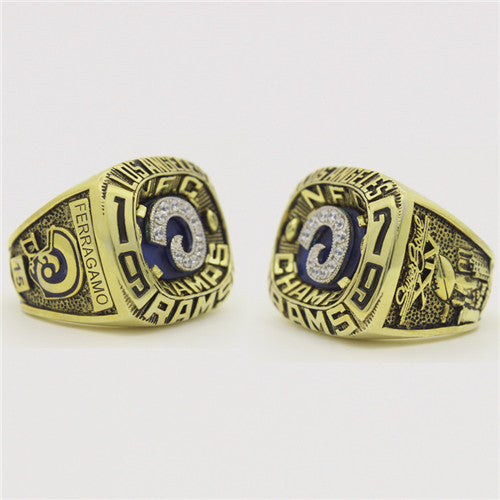 Los Angeles Rams 1979 National Football Championship Ring With Blue Sapphire