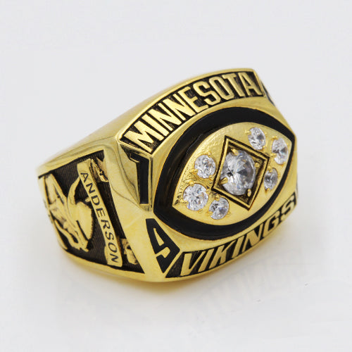 Minnesota Vikings 1976 National Football Championship Ring With Black Obsidian