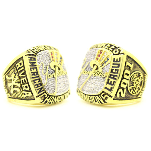 Custom New York Yankees 2001 American League Championship Ring With 18K Gold