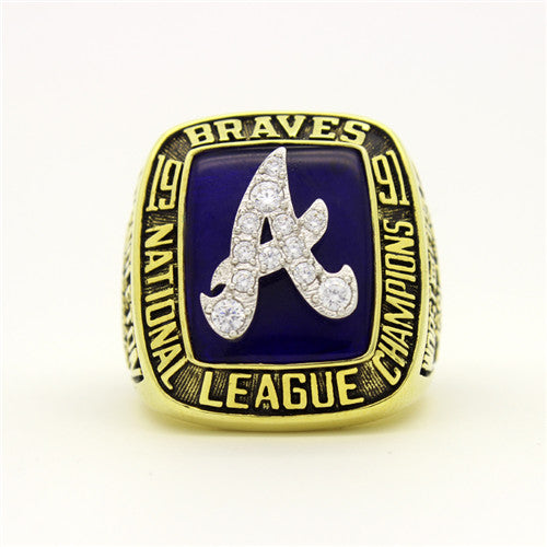 Custom Atlanta Braves 1991 National League Championship Ring With White Rock Crystal