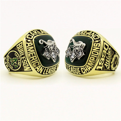 Custom Oakland Athletics 1990 American League Championship Ring With White Rock Crystal