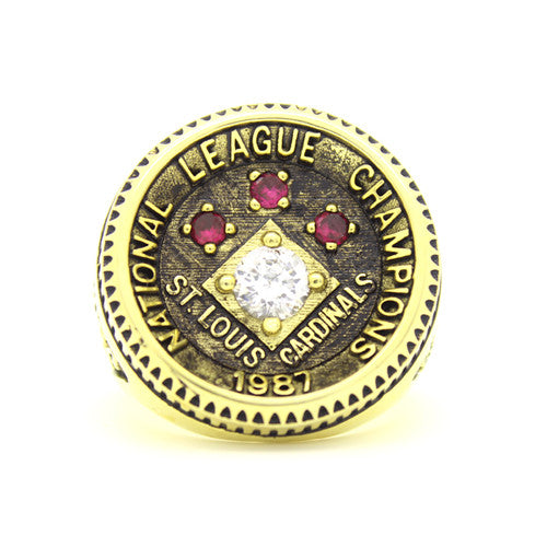Custom St. Louis Cardinals 1987 National League Championship Ring With Red Ruby