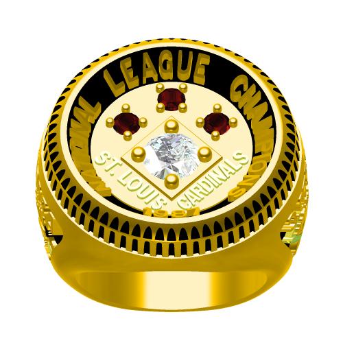Custom St. Louis Cardinals 1987 National League Championship Ring With Red Ruby