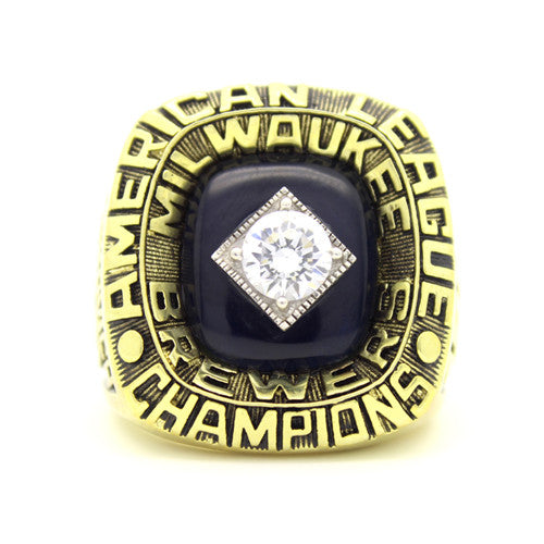 Custom Milwaukee Brewers 1982 American League Championship Ring With Blue Lapis Lazuli