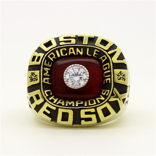 Custom Boston Red Sox 1975 American League Championship Ring With Red Garnet