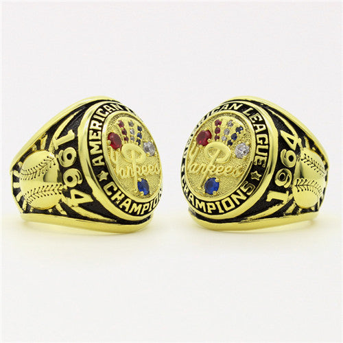 Custom New York Yankees 1964 American League Championship Ring with 18K gold