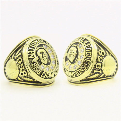 Custom Atlanta Braves 1958 National League Championship Ring with Yellow-White Gold Plating