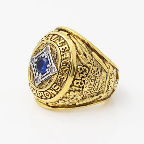 Brooklyn Dodgers 1953 National League Championship Ring with Blue Sapphire and Gold Plating