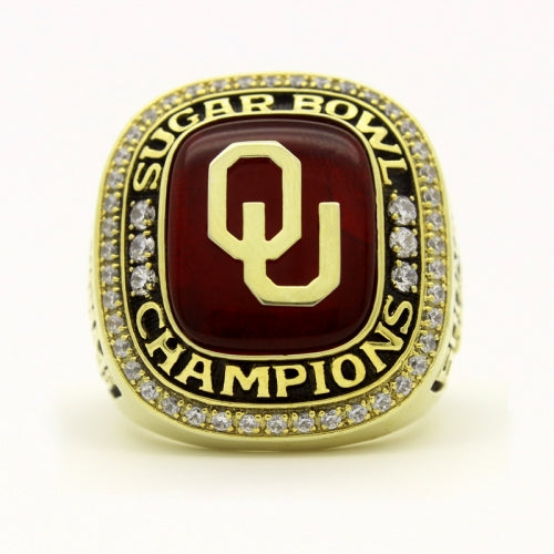 Custom Oklahoma Sooners 2014 Sugar Bowl Champions Fan Ring With Red Ruby