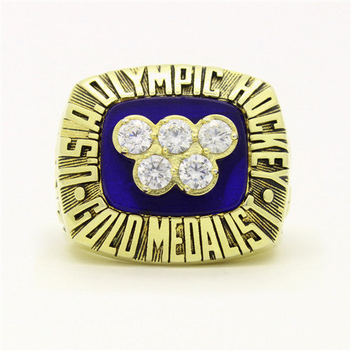 Custom U.S. Team 1980 Winter Olympics Ice hockey Championship Ring With Blue Sapphire