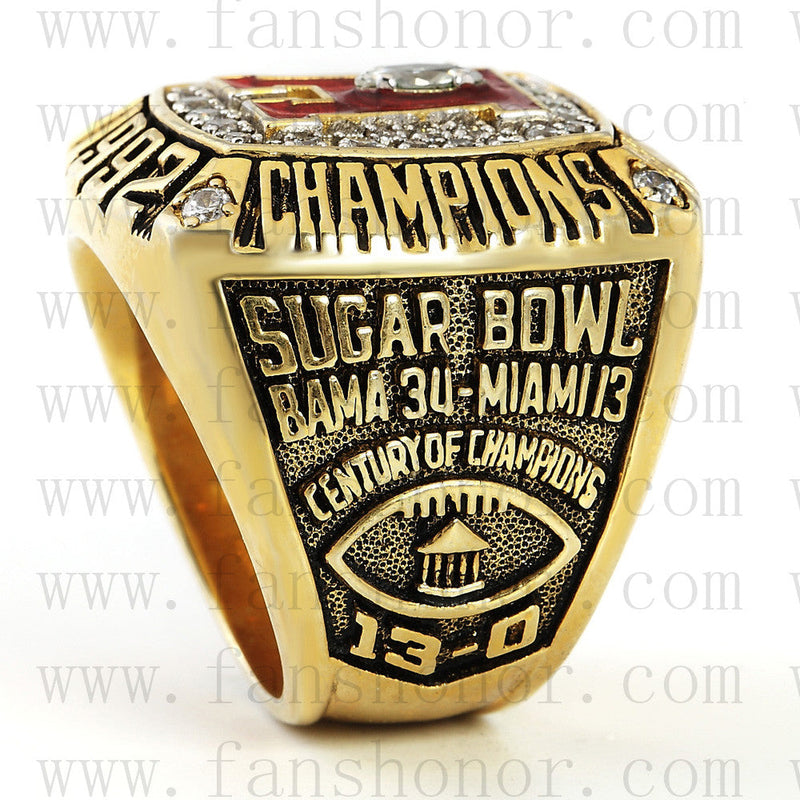 Customized NCAA 1992 Alabama Crimson Tide National Championship Ring