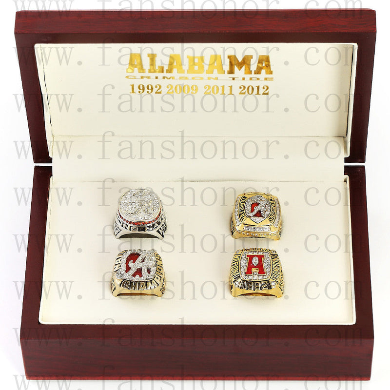 Customized Alabama Crimson Tide NCAA Championship Rings Set Wooden Display Box Collections