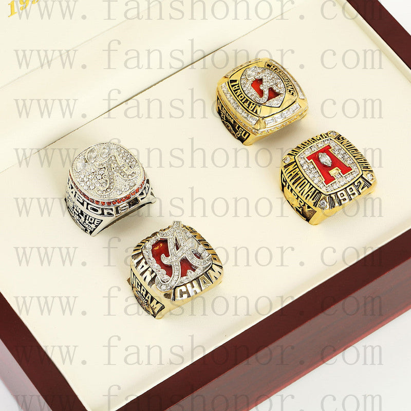 Customized Alabama Crimson Tide NCAA Championship Rings Set Wooden Display Box Collections