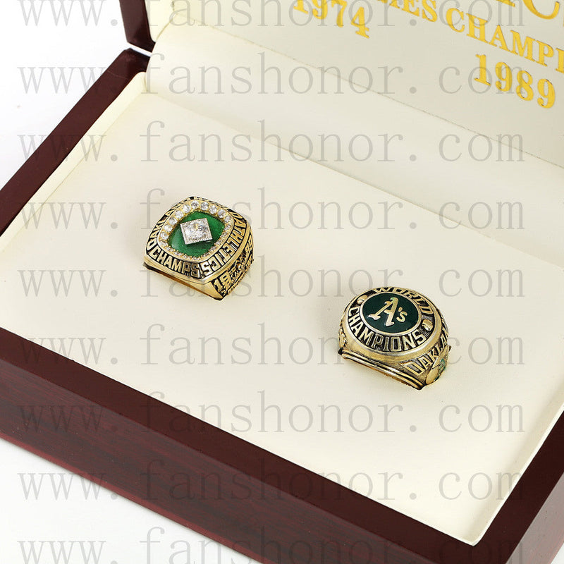 Customized Oakland Athletics MLB Championship Rings Set Wooden Display Box Collections