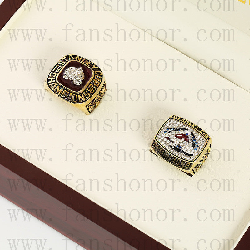 Customized Colorado Avalanche NHL Championship Rings Set Wooden Display Box Collections