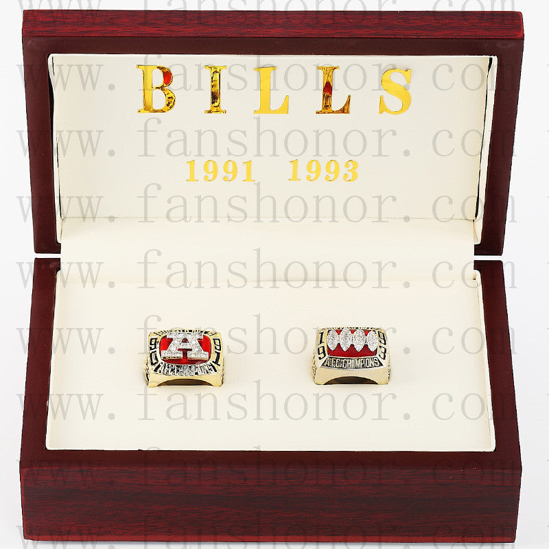 Customized Buffalo Bills AFC Championship Rings Set Wooden Display Box Collections