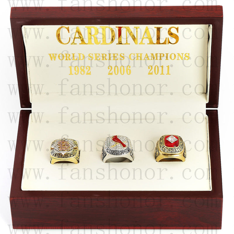 Customized St. Louis Cardinals MLB Championship Rings Set Wooden Display Box Collections